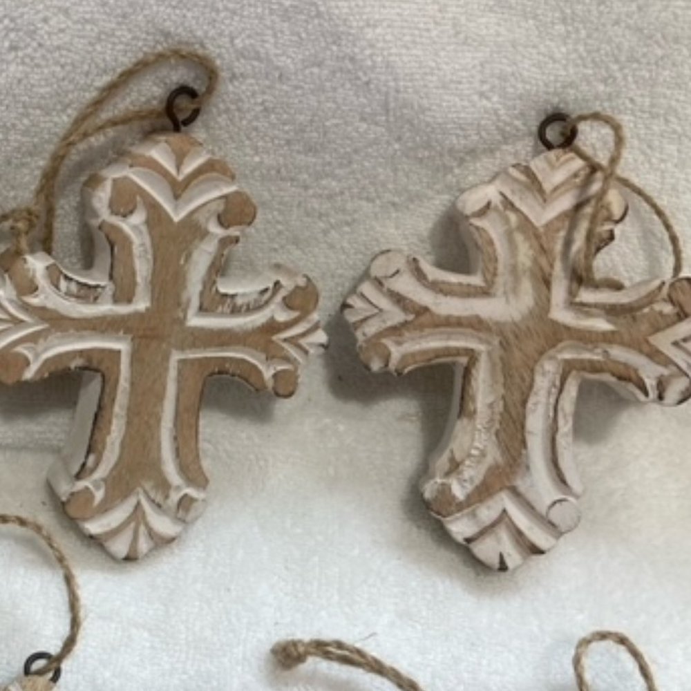 Wooden Cross Ornaments-Set of 10 - Picture 4 of 5